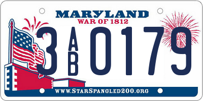 MD license plate 3AB0179