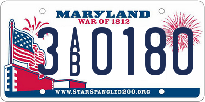 MD license plate 3AB0180