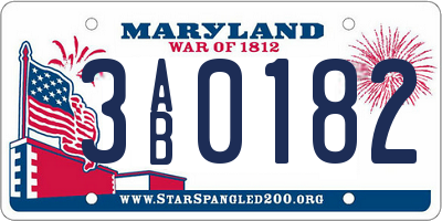 MD license plate 3AB0182