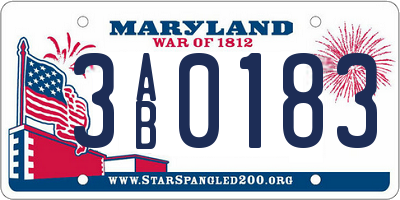 MD license plate 3AB0183