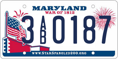 MD license plate 3AB0187