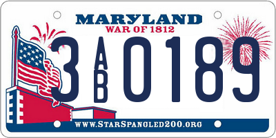 MD license plate 3AB0189