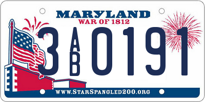 MD license plate 3AB0191