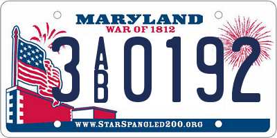 MD license plate 3AB0192