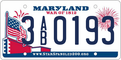 MD license plate 3AB0193