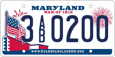 MD license plate 3AB0200
