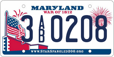 MD license plate 3AB0208