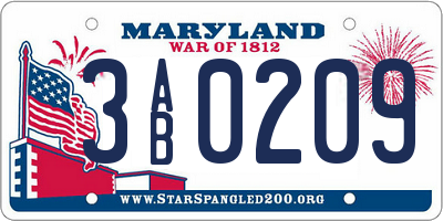MD license plate 3AB0209