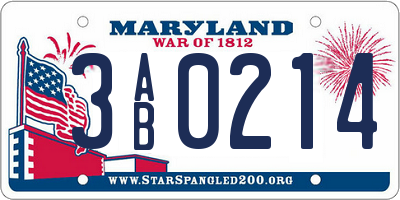 MD license plate 3AB0214