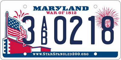 MD license plate 3AB0218
