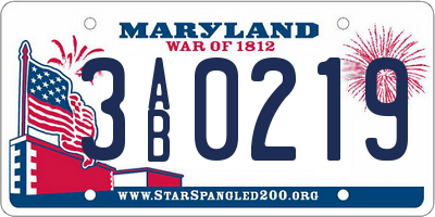 MD license plate 3AB0219