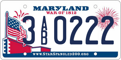 MD license plate 3AB0222