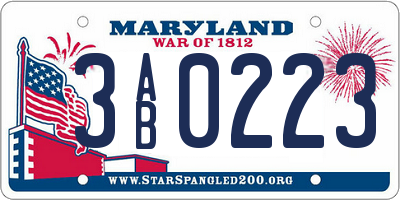 MD license plate 3AB0223