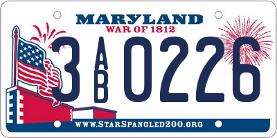 MD license plate 3AB0226