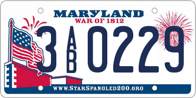 MD license plate 3AB0229