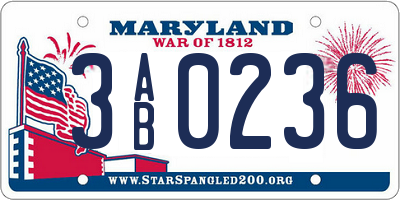 MD license plate 3AB0236