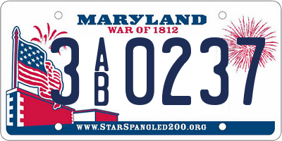 MD license plate 3AB0237