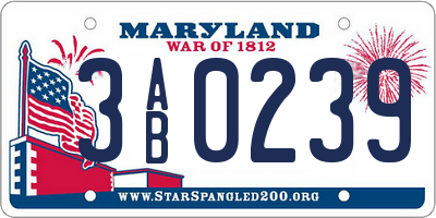 MD license plate 3AB0239