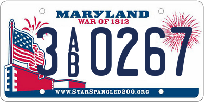 MD license plate 3AB0267