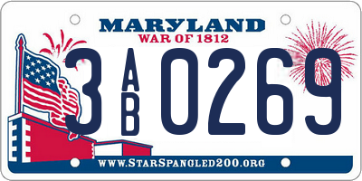MD license plate 3AB0269