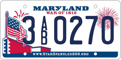 MD license plate 3AB0270