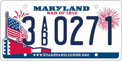 MD license plate 3AB0271