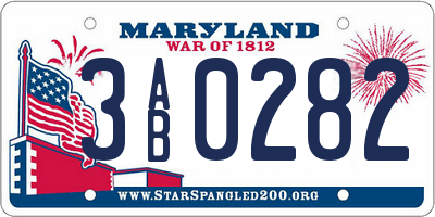 MD license plate 3AB0282