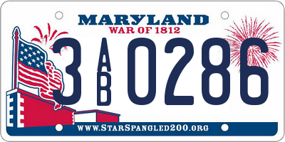 MD license plate 3AB0286