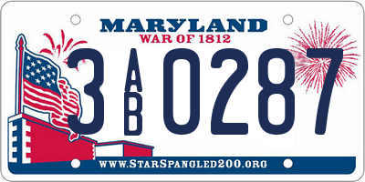 MD license plate 3AB0287