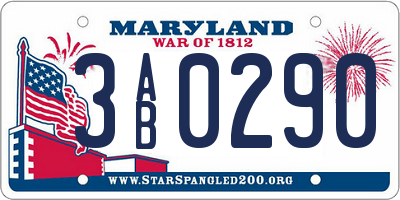 MD license plate 3AB0290