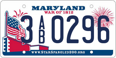 MD license plate 3AB0296