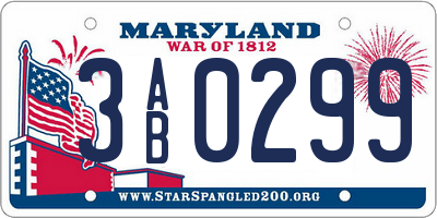 MD license plate 3AB0299