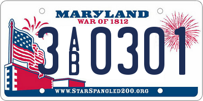 MD license plate 3AB0301