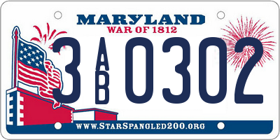 MD license plate 3AB0302