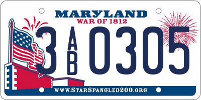 MD license plate 3AB0305