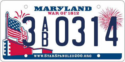 MD license plate 3AB0314