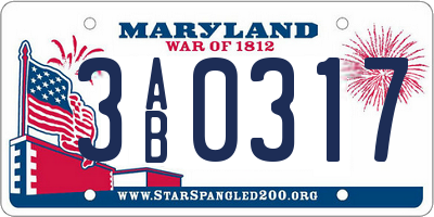 MD license plate 3AB0317