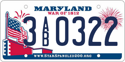 MD license plate 3AB0322