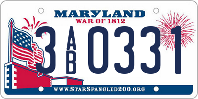 MD license plate 3AB0331