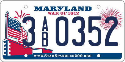 MD license plate 3AB0352