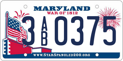 MD license plate 3AB0375