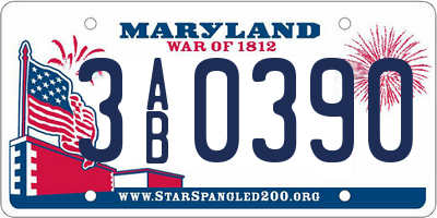 MD license plate 3AB0390
