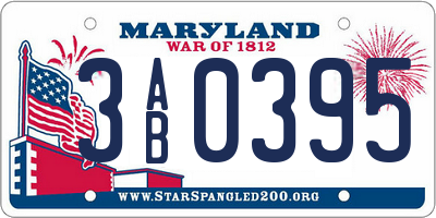 MD license plate 3AB0395