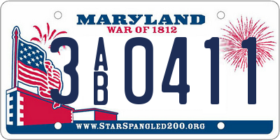 MD license plate 3AB0411