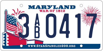 MD license plate 3AB0417