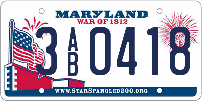 MD license plate 3AB0418