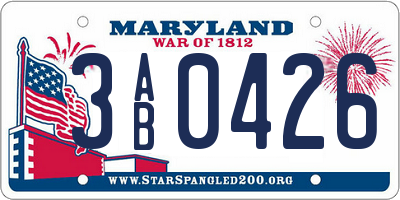 MD license plate 3AB0426