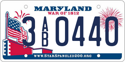 MD license plate 3AB0440