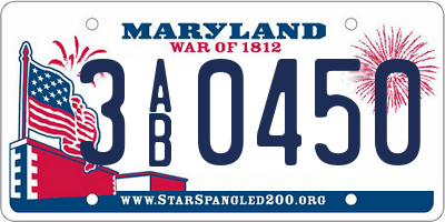MD license plate 3AB0450