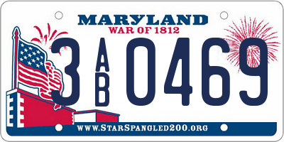 MD license plate 3AB0469